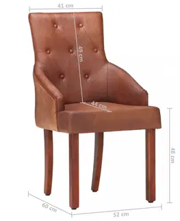 Jedálenské stoličky a kreslá Jedálenský kreslo 4 ks pravá koža Dekorhome Hnedá