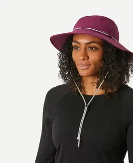 čiapky Dámsky trekingový klobúk MT500 s ochranou proti UV fialový