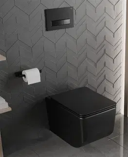Záchody MEXEN - Vera závesná WC misa Rimless vrátane sedátka s slow-slim, Duroplast, čierna mat 30164070