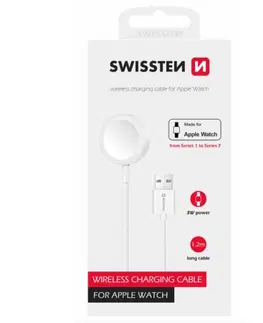 Nabíjačky pre mobilné telefóny Swissten Nabíjací magnetický kábel pre Apple Watch USB-A 1,2 m, biela