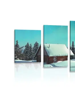 Obrazy prírody a krajiny 5-dielny obraz rozprávková zimná krajina