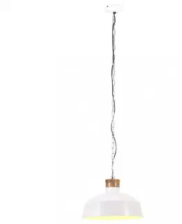 Osvetlenie Závesná lampa biela / mangovníkové drevo Dekorhome 42 cm