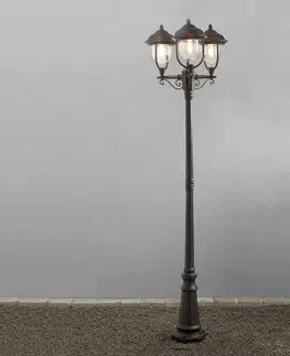 Verejné osvetlenie Konstsmide Stĺpové svietidlo Parma 3-plameňové v čiernej