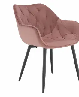 Stoličky Dizajnové kreslo, ružová Velvet látka, FEDRIS