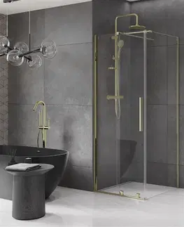 Sprchovacie kúty MEXEN/S - Velár sprchovací kút 100 x 100, transparent, zlatá 871-100-100-01-50
