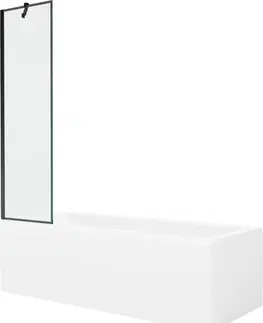 Sprchové dvere MEXEN/S - Cubik obdĺžniková vaňa 160 x 70 cm s panelom + vaňová zástena 50 cm, čierna vzor 550316070X9505007070