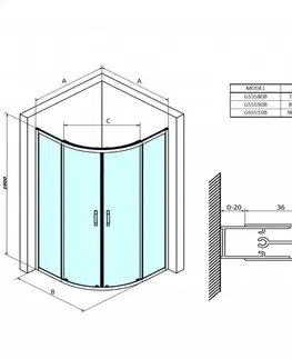 Sprchové dvere GELCO - SIGMA SIMPLY BLACK štvrťkruhová sprchová zástena 900x900mm, R550, číre sklo GS5590B