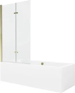 Sprchové dvere MEXEN/S - Cube obdĺžniková vaňa 170 x 80 cm s panelom + vaňová zástena 100 cm, transparent, zlatá 550517080X9210025000