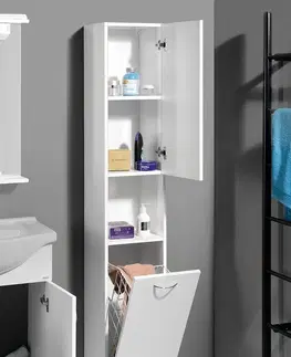 Kúpeľňa AQUALINE - SIMPLEX ECO vysoká skrinka s košom 30x180x30cm SIME310
