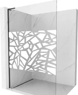 Sprchové dvere MEXEN/S - Kioto L Sprchová zástena WALK-IN 120 x 200, biely vzor, čierna 800-120-103-70-85