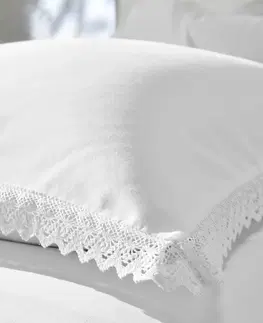 Bavlnené Jednofarebná posteľná bielizeň z čipky a bavlny