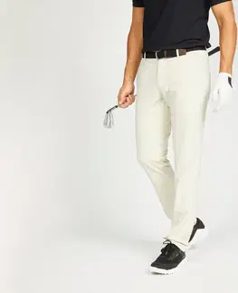 nohavice Pánske golfové nohavice WW 500 svetlobéžové