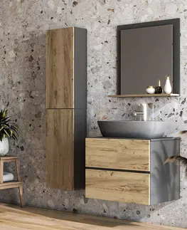 Kúpeľňový nábytok NABBI Baleta Z60 zrkadlo na stenu antracit / craft zlatý