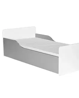 Jednolôžkové postele Posteľ Bb08  S matracom biely+Šedá