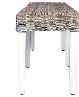 Lavice a stoličky Lavica kubu ratan / mangovník Dekorhome Biela