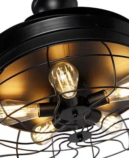 Stropne ventilatory Čierny stropný ventilátor s diaľkovým ovládaním 5 svetiel - Gaiola