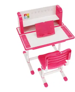 Písacie stoly Rastúci písací stôl a stolička, ružová/biela, set LERAN