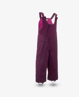 nohavice Detské hrejivé lyžiarske náprsenkové nohavice 500 Warm fialové