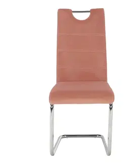 Stoličky Jedálenská stolička, ružová Velvet látka/svetlé šitie, ABIRA NEW
