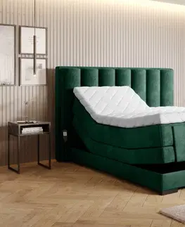 Boxspring Elektrická polohovacia boxspringová posteľ VERONA Eltap Nube 35 - tmavo zelená