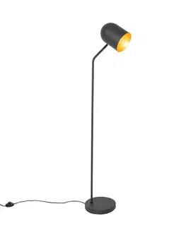 Stojace lampy Moderná stojaca lampa čierna so zlatou nastaviteľnou - Morik