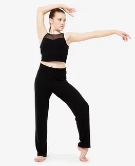 nohavice Dievčenské nohavice na moderný tanec splývavé čierne