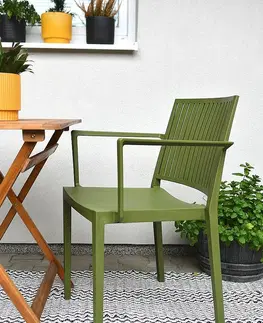 Záhradné stoličky a kreslá Plastové kreslo s podrúčkami HELSINKY (rôzne farby) béžová