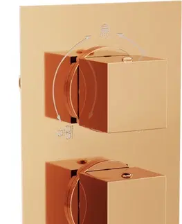Vane MEXEN - Cube termostatická batérie sprcha / vaňa 3-output ružové zlato 77503-60