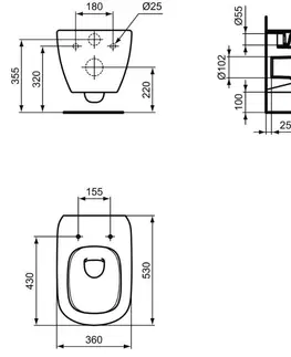 Záchody GEBERIT KOMBIFIXBasic vr. matného tlačidla DELTA 25 + WC Ideal Standard Tesi se sedlem RIMLESS 110.100.00.1 21MA TE2