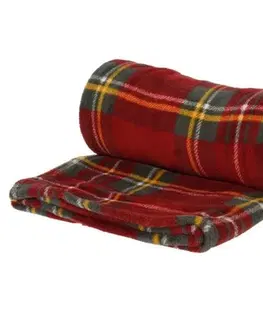 Prikrývky na spanie Fleecová deka Kocka, červená, 130 x 150 cm