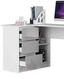 Písacie stoly Moderný písací stôl SCYL155L, biely / metalický lesk