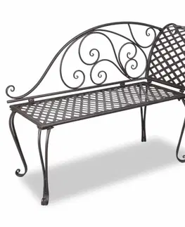 Záhradné lavice Záhradné ležadlo kov s patinou Dekorhome Hnedá