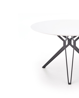 Jedálenské stoly HALMAR Pixel okrúhly jedálenský stôl biely lesk / čierna