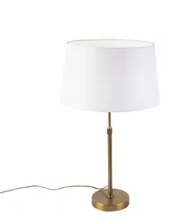 Stolove lampy Bronzová stolová lampa s ľanovým tienidlom biela 35cm - Parte
