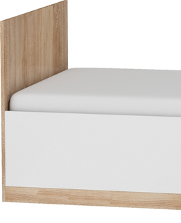 Postele MEBLOCROSS Maximus MXS-19 90 jednolôžková posteľ s roštom sonoma svetlá / biely lesk