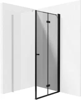 Sprchovacie kúty DEANTE - Kerria plus čierna - Sprchové dvere bez stenového profilu, systém Kerria Plus, 80 cm - skladacia KTSXN42P
