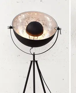 Stojace lampy LuxD 25899 Dizajnová stojanová lampa Atelier 145 cm čierno-strieborná Stojanové svietidlo