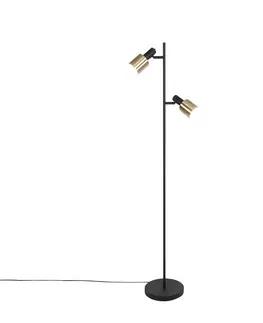 Stojace lampy Inteligentná stojaca lampa čierna so zlatou vrátane 2 Wifi A60 - Stijn