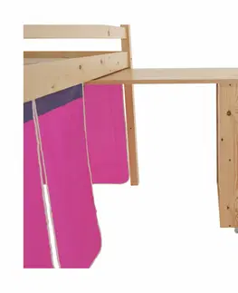 Postele Posteľ s PC stolom, borovicové drevo/ružová, 90x200, ALZENA