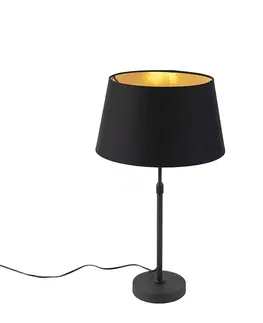 Stolove lampy Stolová lampa čierna s tienidlom čierna so zlatom 35 cm - Parte