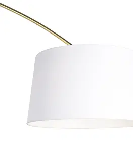 Oblúkové lampy Oblúková lampa mosadzná s bielym látkovým tienidlom biela 50 cm - XXL