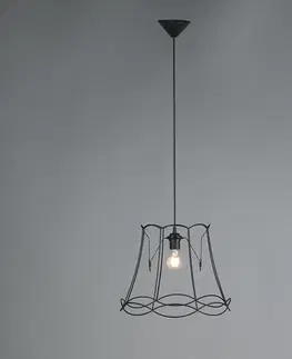 Zavesne lampy Retro závesné svietidlo čierne 40 cm - Granny Frame