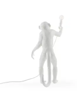 Vnútorné dekoratívne svietidlá SELETTI Stolová LED lampa Monkey Lamp, biela, stojacia