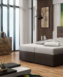 Manželské postele BONEMI 2 čalúnená manželská posteľ 160 x 200 cm, hnedá COSMIC 800
