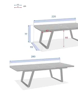 Stolčeky DEOKORK Hliníkový stôl GALIA 220/280x113 cm (biela)
