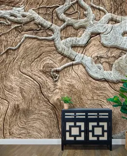 Tapety príroda Tapeta abstraktný strom na dreve v béžovom