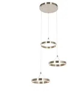 Zavesne lampy Závesné svietidlo oceľové okrúhle vrátane LED 3-stupňové stmievateľné 3-svetlo - Lyani