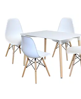 Jedálenské sety Jedálenský stôl 120x80 UNO biely + 4 stoličky UNO biele