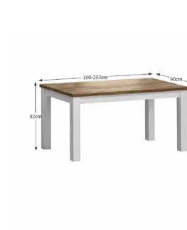 Jedálenské stoly Stôl STD, rozkladací, sosna andersen/dub lefkas, 160-203x90 cm, PROVANCE