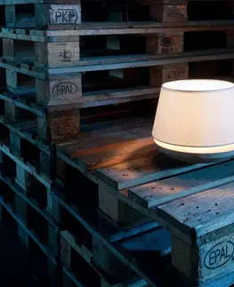 Stolové lampy Domus Kjell – stolná lampa s ľanovým tienidlom, krémová